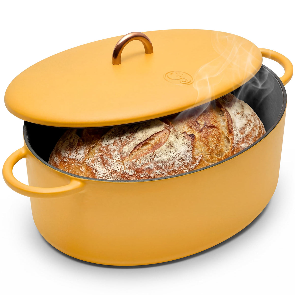 Great Jones 6.75 Quart Enameled Cast Iron Dutch Oven Pot w/Lid (Taffy)
