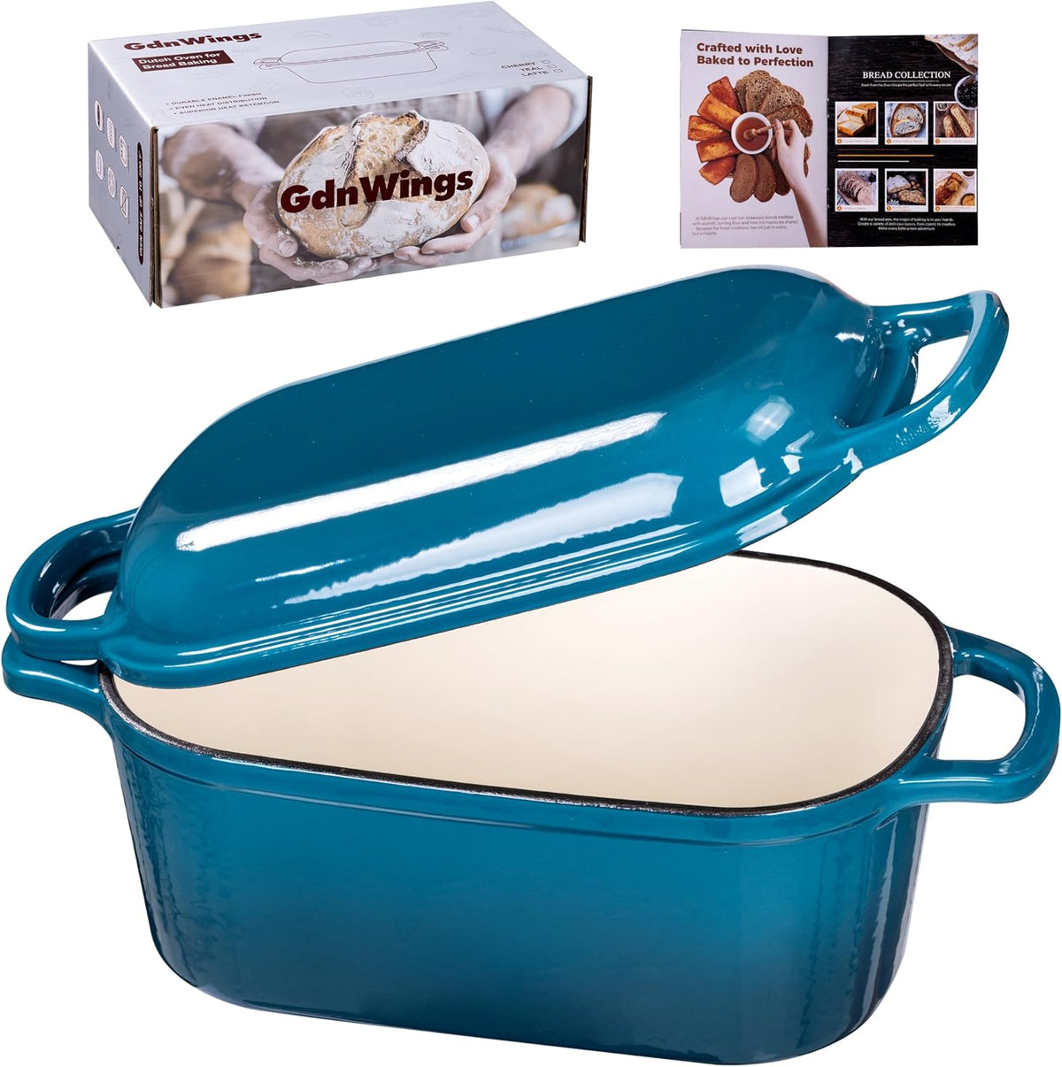 Oval Enameled Cast Iron Dutch Oven for Sourdough Bread Baking