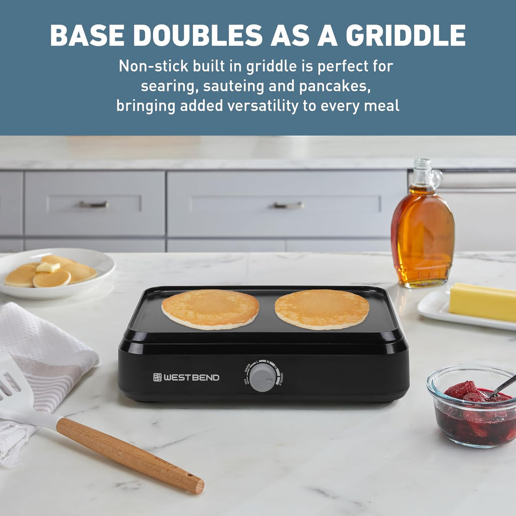 West Bend Versatility Slow Cooker Large Capacity Non-stick Cooking Vessel & Variable Temperature Heating Base Includes Travel Lid and Storage Bag, Range and Oven-Safe Cooking Pot, 5-Quart, Silver