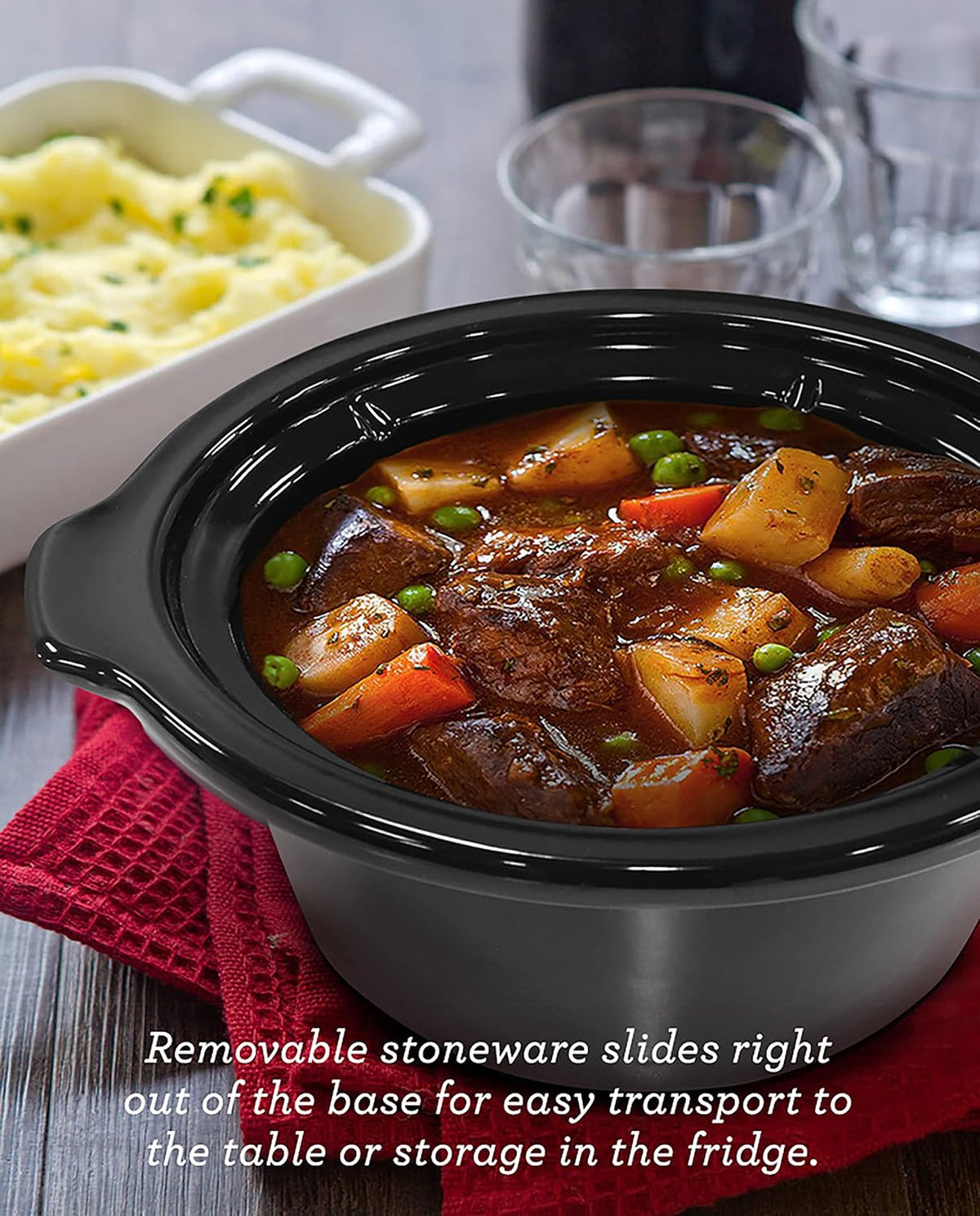 Elite Gourmet MST-275XR# Electric Oval Slow Cooker, 2 Qt, Metallic Red