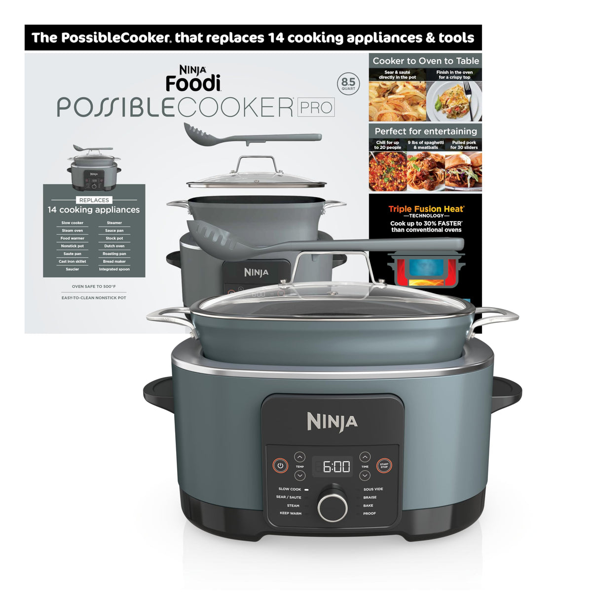 Ninja® PossibleCooker™ PRO Plus 9-in-1, 8.5-qt, Blue Macaron, MC2001