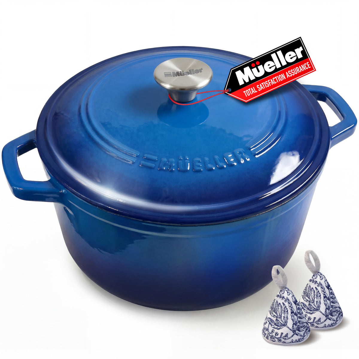 Mueller DuraCast 6 Quart Enameled Cast Iron Dutch Oven Pot with Lid