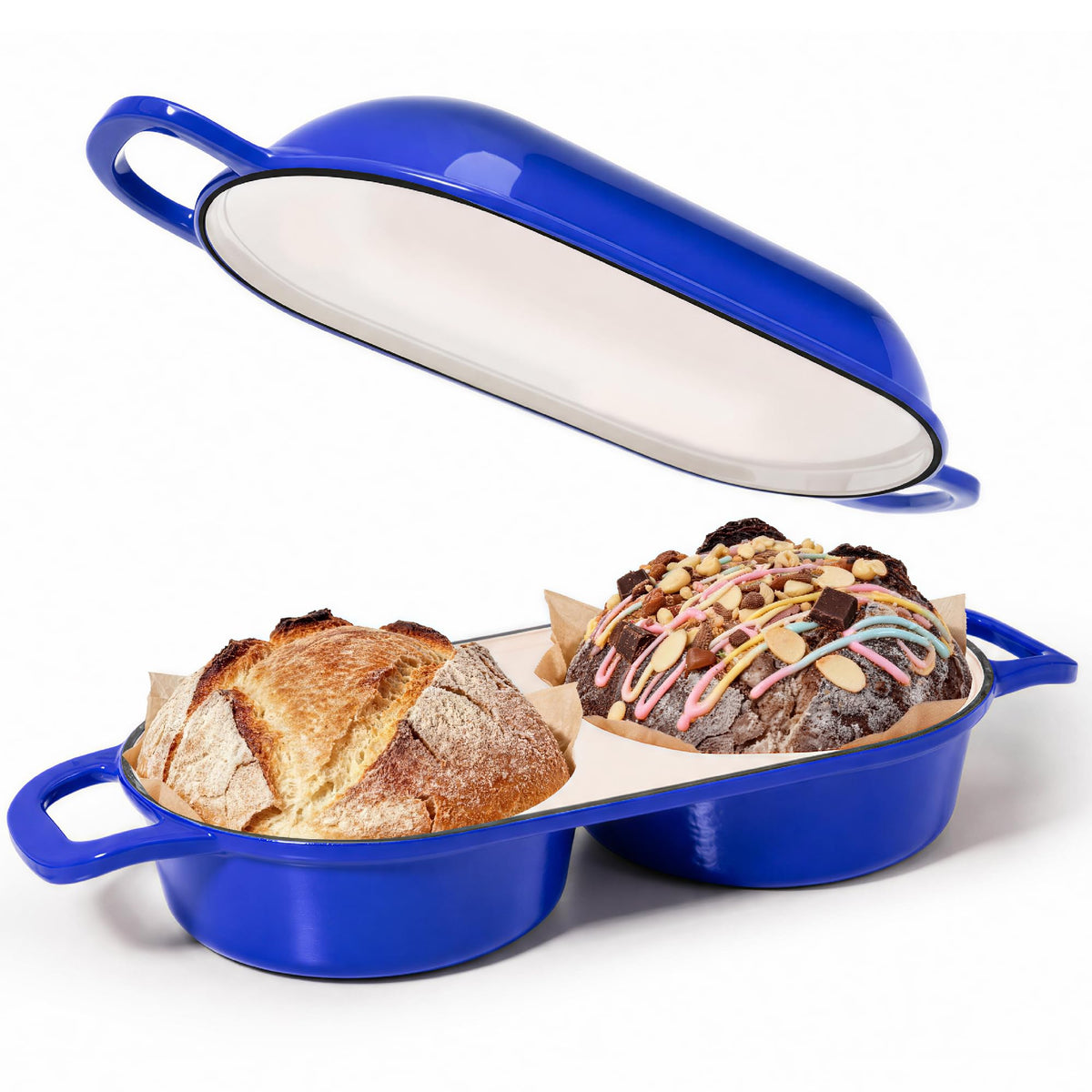 Double Dutch Oven for Sourdough Bread Baking, Cast Iron Dutch Oven [Red]