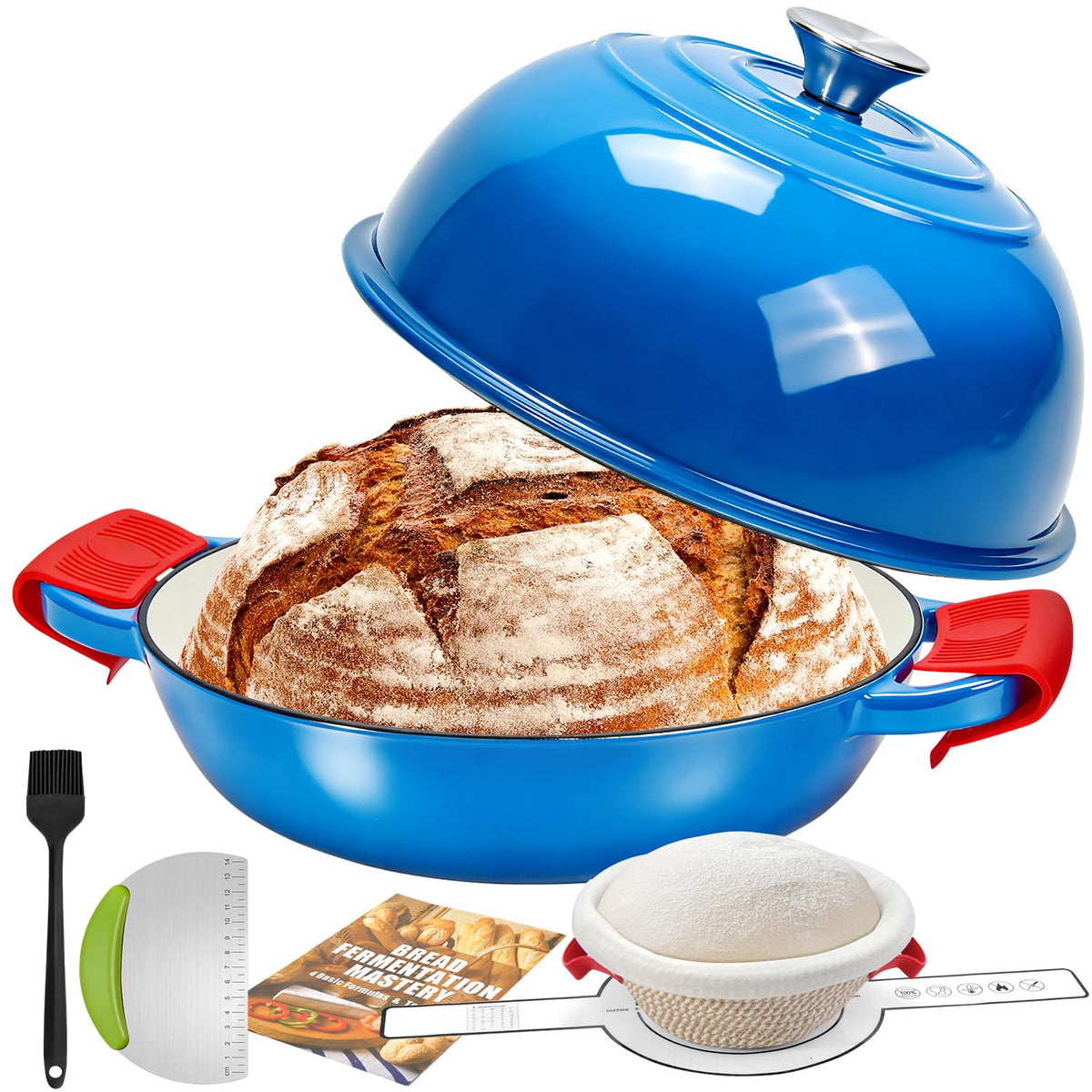 GGC 6QT Sourdough Dutch Oven Kit, 7-Piece Enameled Cast Iron Bread Oven