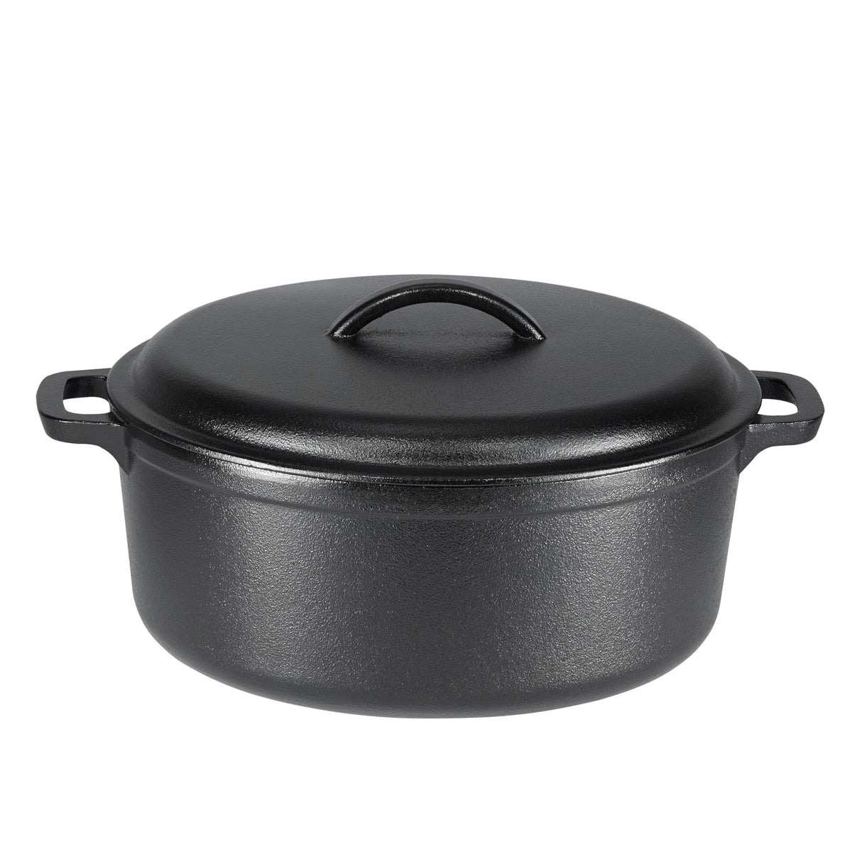 Amazon Basics Pre-Seasoned Cast Iron Mini Dutch Oven Pot with Lid and Dual Handles, Oven Safe, 2-Quart, Round, Black