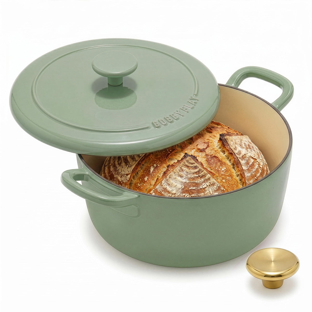 GreenPan x Bobby Flay 5.5QT Enameled Cast Iron Dutch Oven With Lid, Navy