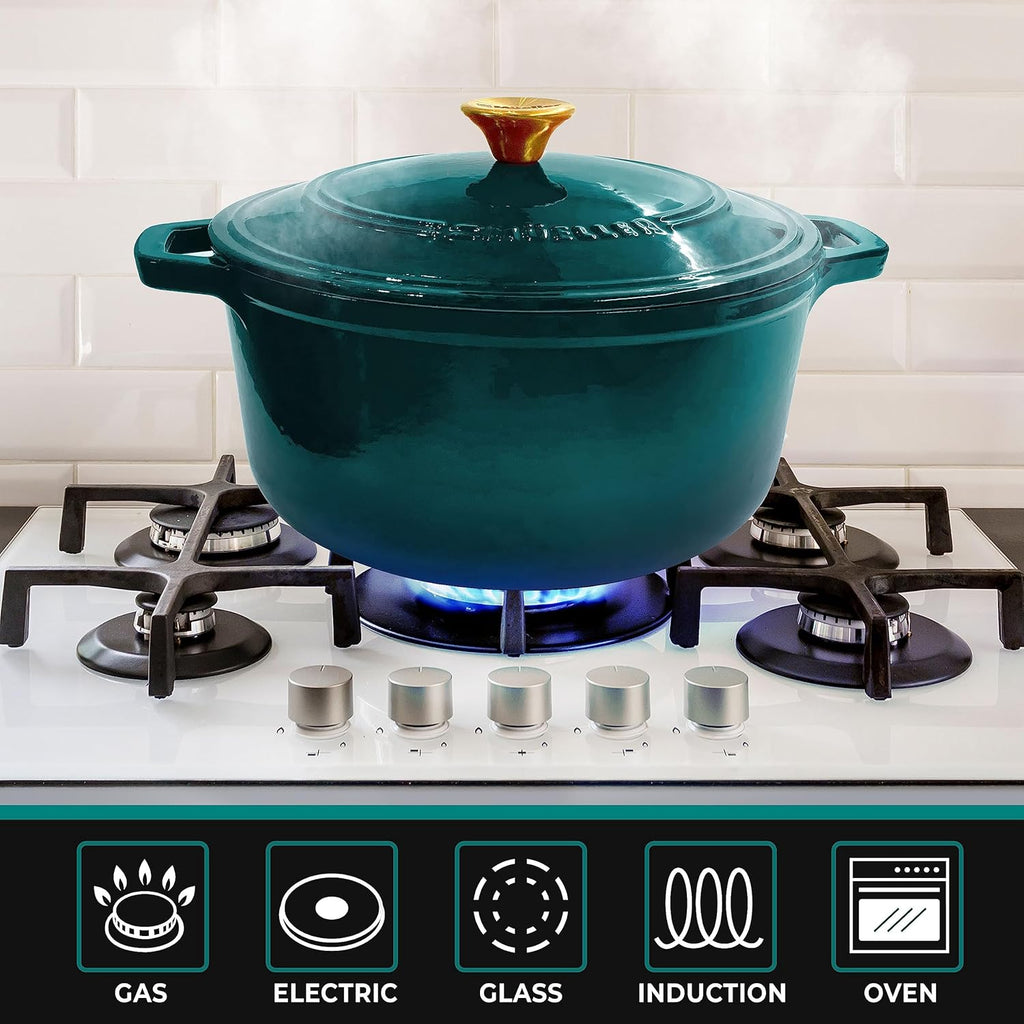 Mueller DuraCast 6 Quart Enameled Cast Iron Dutch Oven Pot with Lid