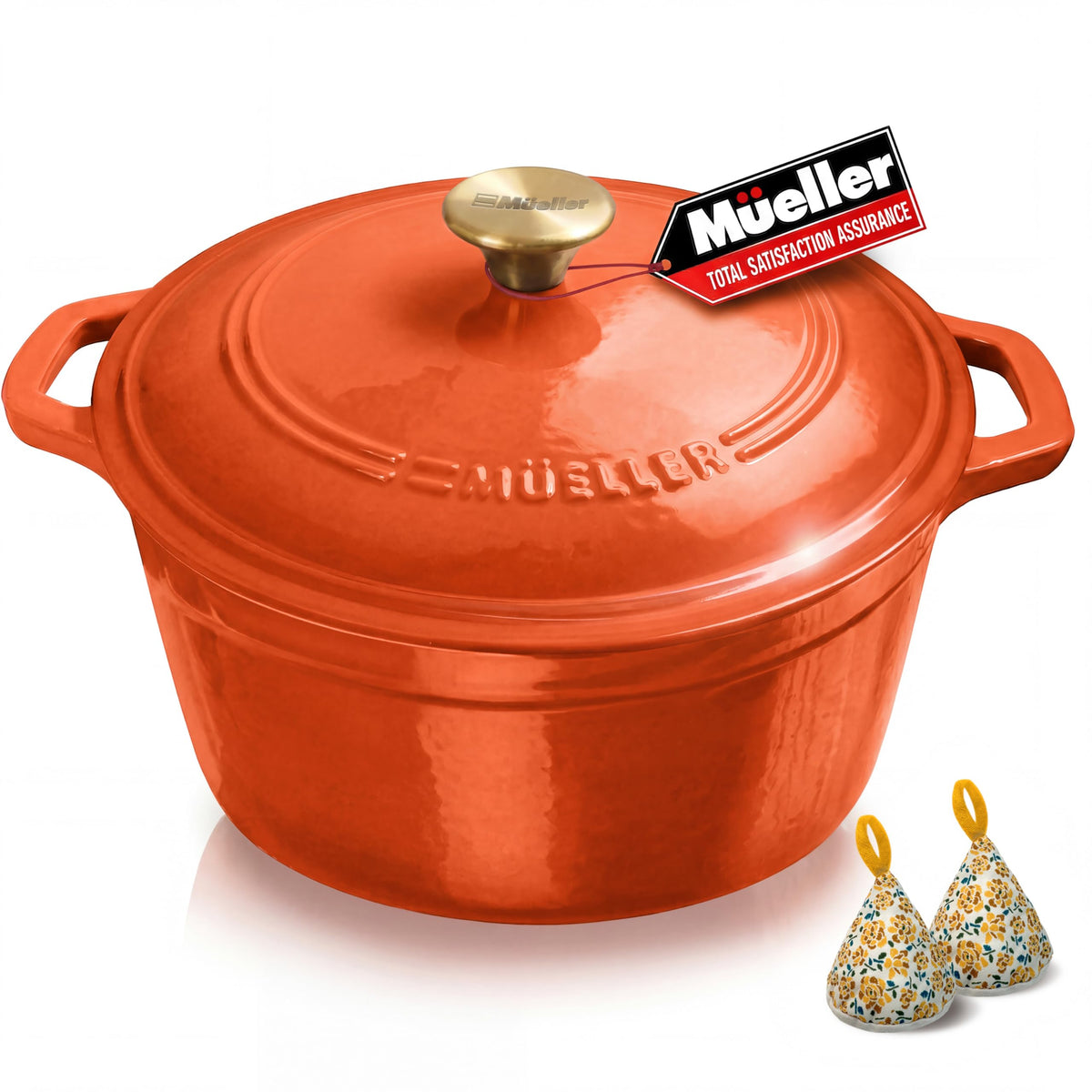 Mueller DuraCast 6 Quart Enameled Cast Iron Dutch Oven Pot with Lid