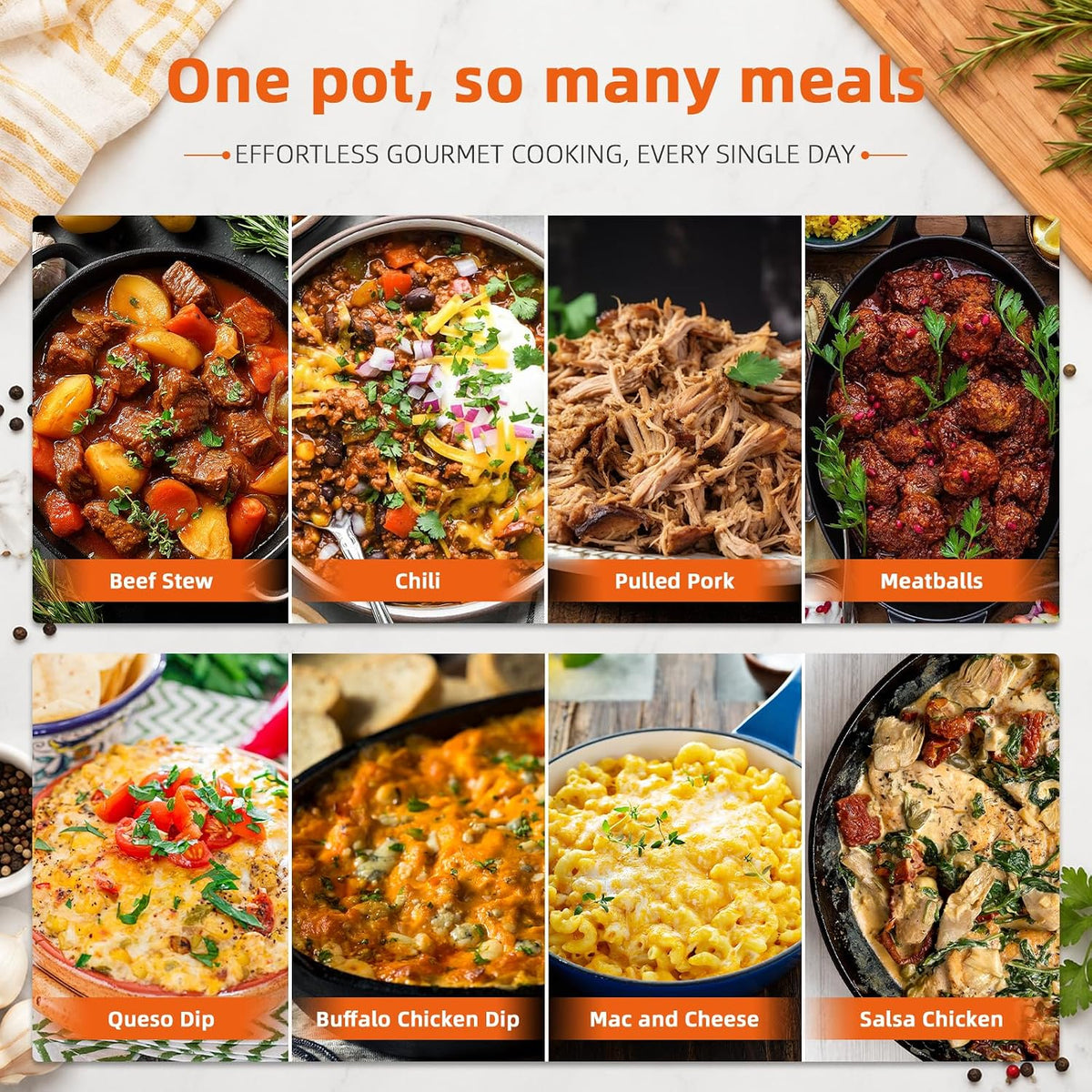 6 Quart Slow Cooker with Locking Lid, Removable Stoneware & 5 Liners