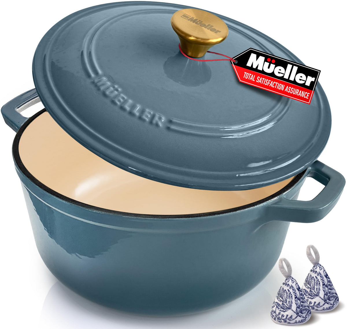 Mueller DuraCast 6 Quart Enameled Cast Iron Dutch Oven Pot with Lid