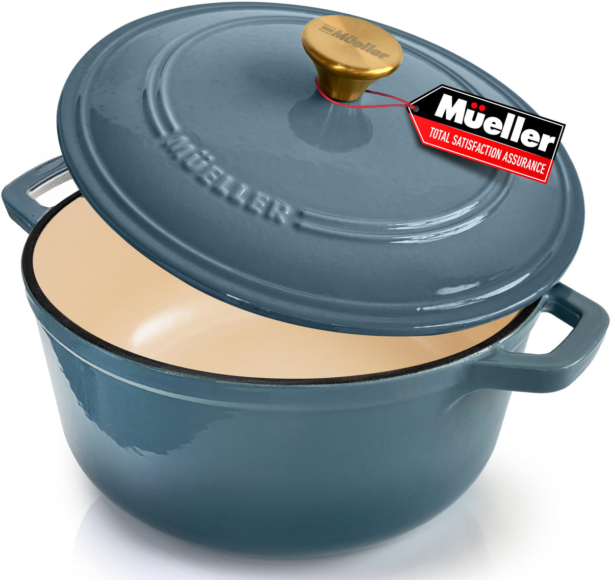 Mueller DuraCast 6 Quart Enameled Cast Iron Dutch Oven Pot with Lid
