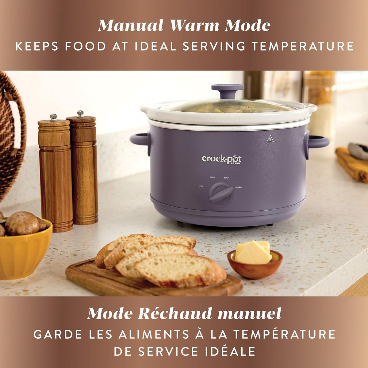 Crock-Pot Design Series 4.5 Quart Manual Slow Cooker, Purple Potato