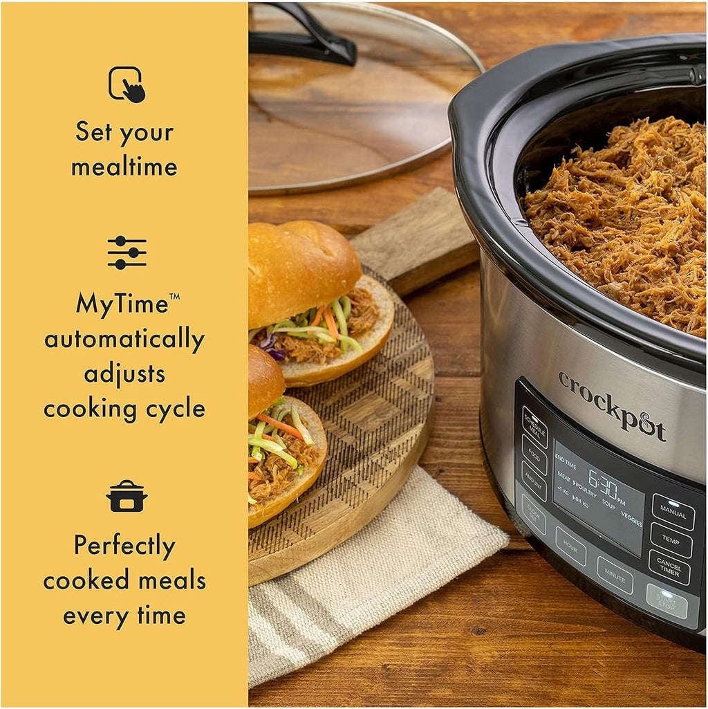 Crock-Pot MyTime Programmable Slow Cooker, Stainless Steel, 6 Quart Oval