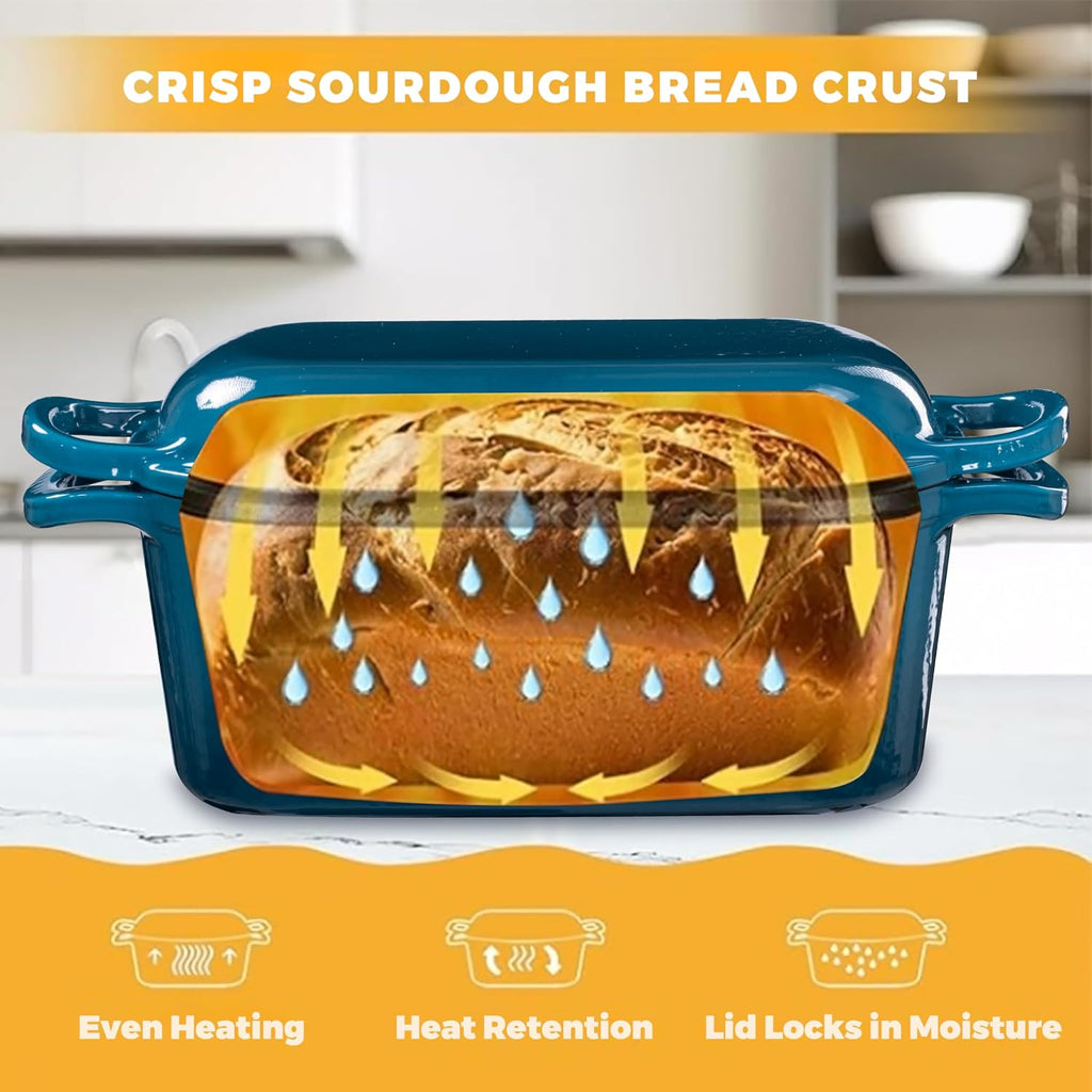 Oval Enameled Cast Iron Dutch Oven for Sourdough Bread Baking