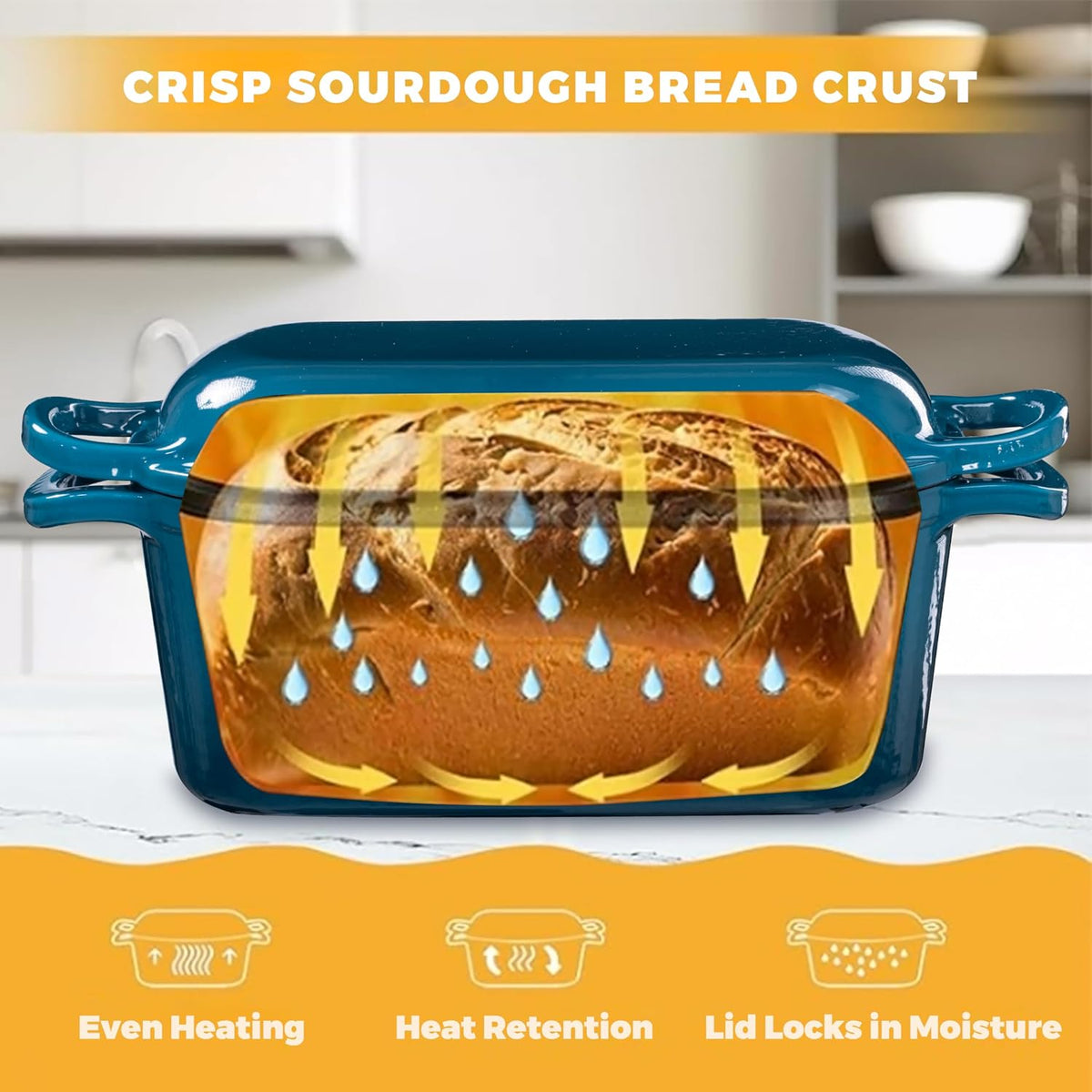 Oval Enameled Cast Iron Dutch Oven for Sourdough Bread Baking