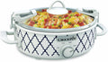 Crock-Pot Small 2.5 Quart Casserole Slow Cooker in White/Blue, Enjoy Eye-Catching Quick Meals, Durable and Compact