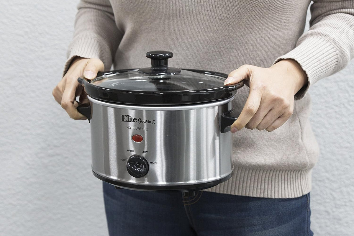 Maxi-Matic MST-275XS Electric Oval Slow Cooker, 2 Qt, Stainless Steel