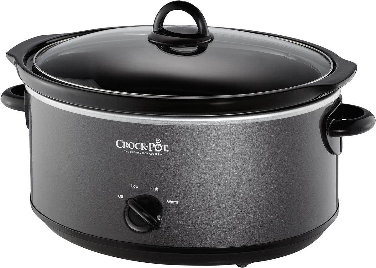 Crock-Pot 8-Quart Manual Slow Cooker, XL Family Size Serves 10+ People, Removable Stoneware with Warming Setting, Dishwasher Safe for Easy Cleanup, Red