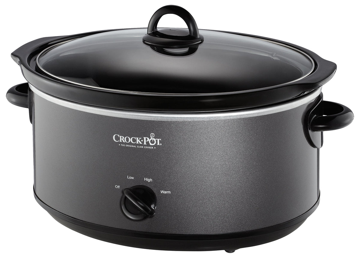 Crock-Pot 7-Quart Manual Slow Cooker, Family Size Serves 8+ People & Fits 6-lb Roast, Removable Stoneware with Warming Setting, Dishwasher Safe for Easy Cleanup, Stainless Steel