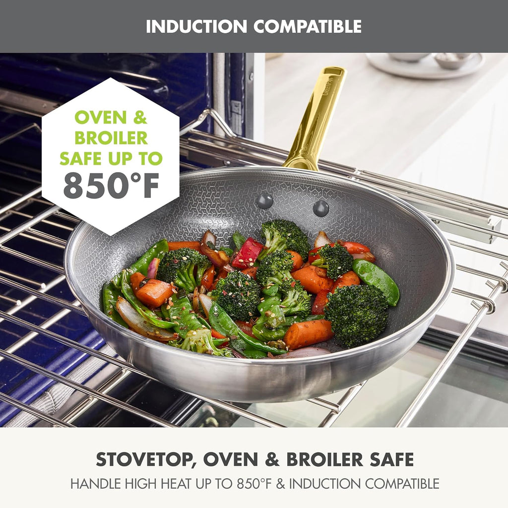 GreenPan Hybrid APEX 11" Tri-Ply Stainless Steel Wok, Ceramic Nonstick Pan