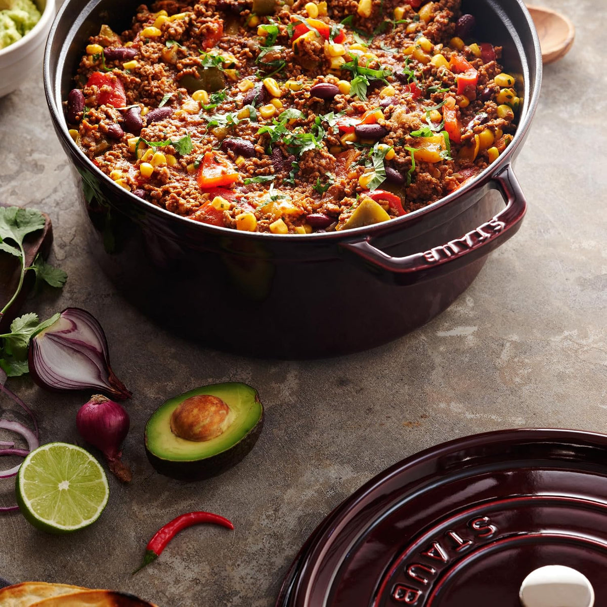 Staub Cast Iron 7-qt Round Cocotte - Grenadine, Made in France