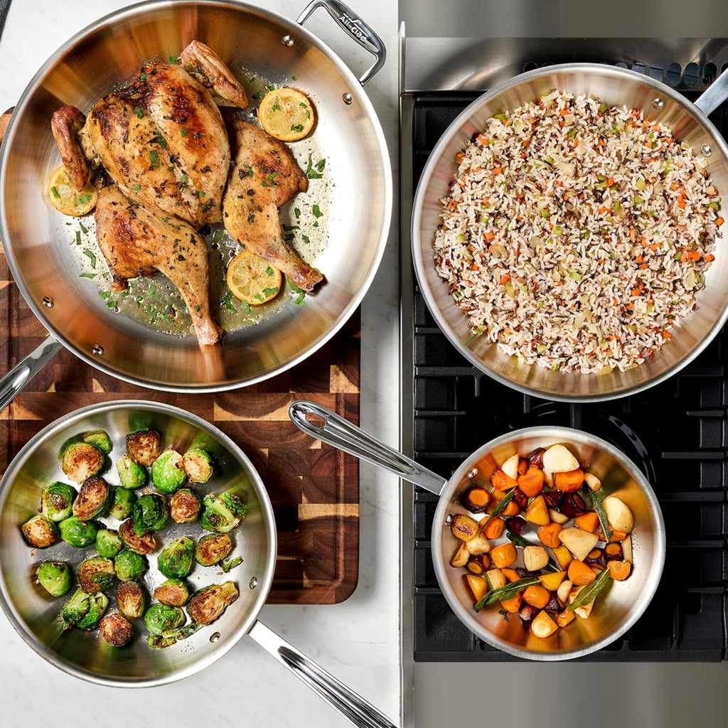 All-Clad D3® Stainless Steel 12" Fry Pan with Lid, Made in the USA