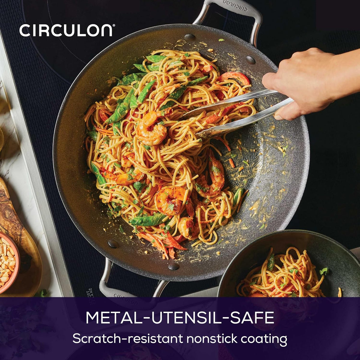 Circulon A1 Series Nonstick Induction Wok with Lid, 14-Inch, Graphite