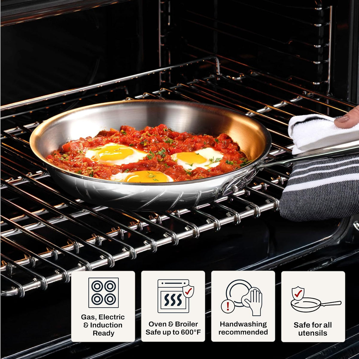 All-Clad D3® Stainless Steel 12" Fry Pan with Lid, Made in the USA