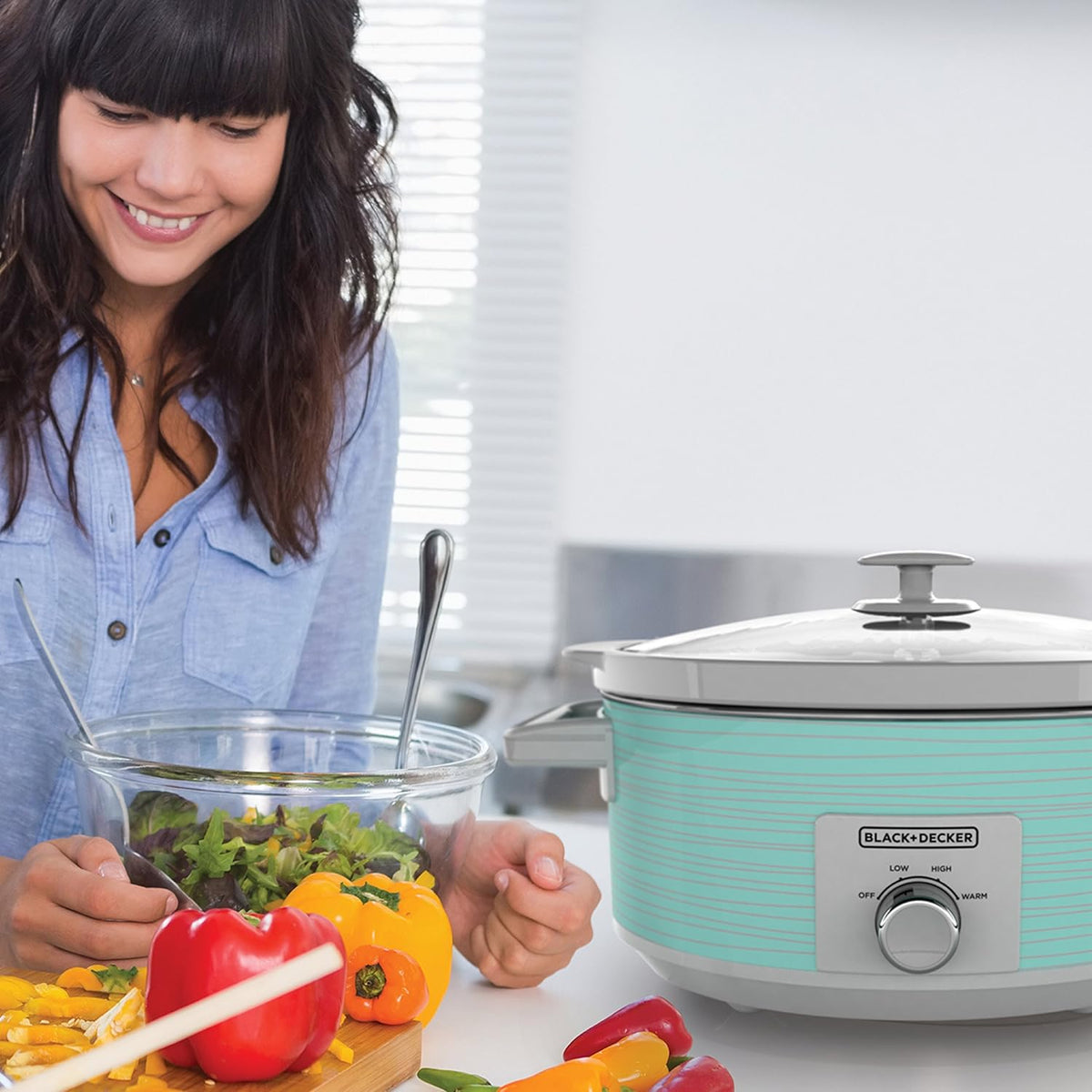 BLACK+DECKER 7-Quart Slow Cooker, Teal